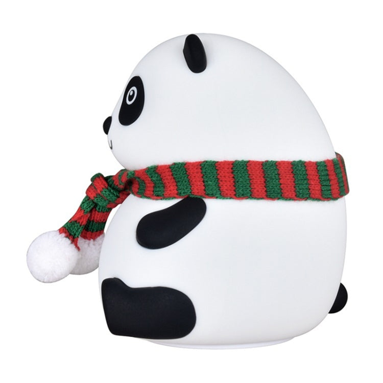 Cute Panda Night Light USB Charging Touch Control Colorful Silicone Bedside Lamp, Big Eyes, Squinting