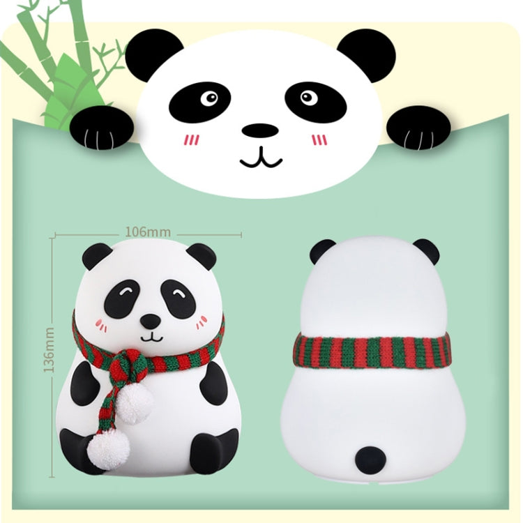 Cute Panda Night Light USB Charging Touch Control Colorful Silicone Bedside Lamp, Big Eyes, Squinting