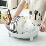 Tableware Storage Drain Dish Rack Multi-function Kitchen Utensil Rack, White, Gray