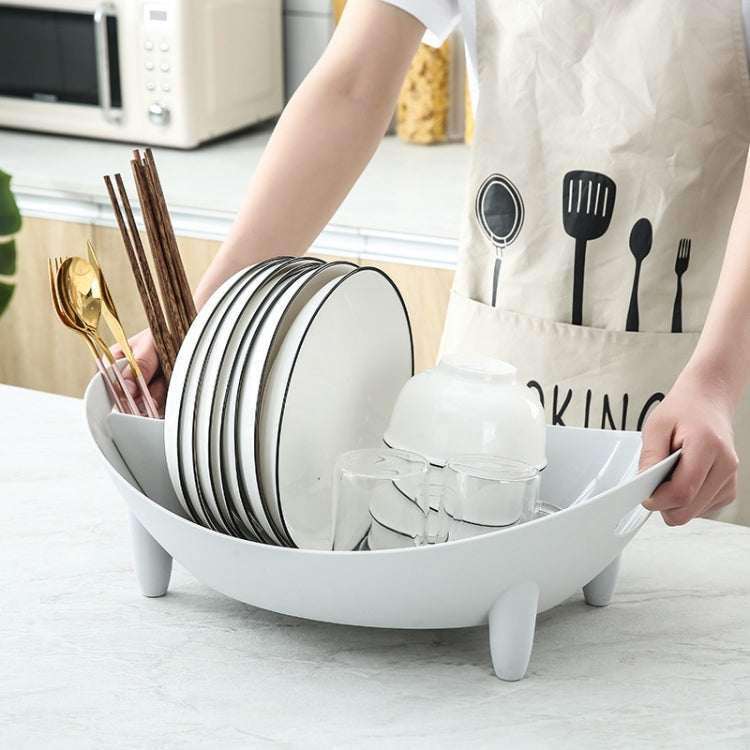 Tableware Storage Drain Dish Rack Multi-function Kitchen Utensil Rack, White, Gray