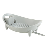 Tableware Storage Drain Dish Rack Multi-function Kitchen Utensil Rack, White, Gray Gray