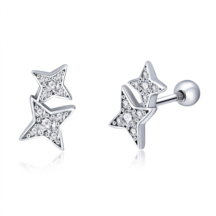 Sterling Silver Bright Star Style Diamond Earrings Female Earrings, SCE432 - Zen Craft