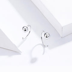 Sterling Silver Earrings Simple Platinum-plated Earrings Temperament Small Ball Earrings, SCE782-A - Zen Craft