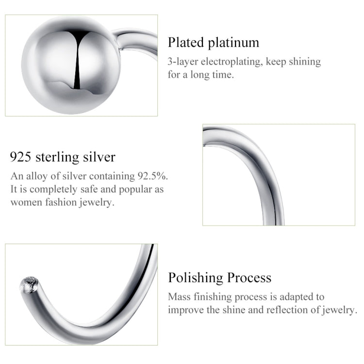 Sterling Silver Earrings Simple Platinum-plated Earrings Temperament Small Ball Earrings, SCE782-A - Zen Craft