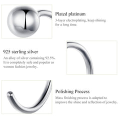 Sterling Silver Earrings Simple Platinum-plated Earrings Temperament Small Ball Earrings, SCE782-A - Zen Craft