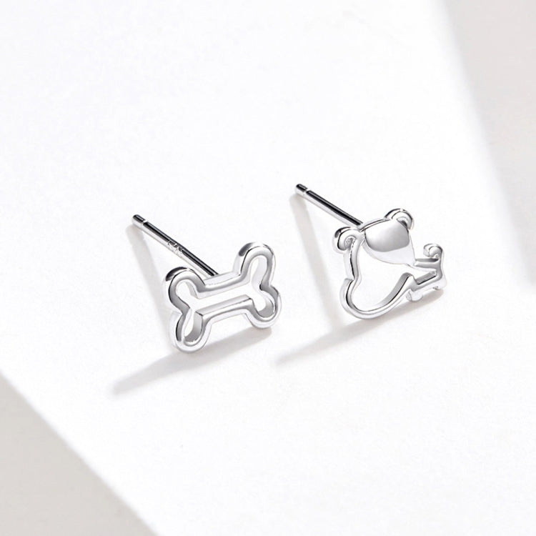 Sterling Silver Hollow Dog Bone Earrings Simple Jewelry, SCE649 - Zen Craft