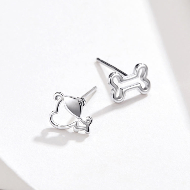 Sterling Silver Hollow Dog Bone Earrings Simple Jewelry, SCE649 - Zen Craft