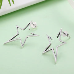 Simple S925 Sterling Silver Earrings Star Hollow Female Temperament Earrings, SCE107 - Zen Craft