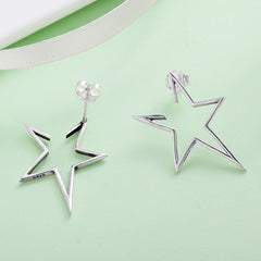 Simple S925 Sterling Silver Earrings Star Hollow Female Temperament Earrings, SCE107 - Zen Craft