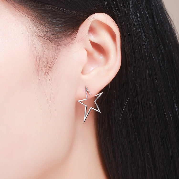 Simple S925 Sterling Silver Earrings Star Hollow Female Temperament Earrings, SCE107 - Zen Craft