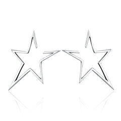 Simple S925 Sterling Silver Earrings Star Hollow Female Temperament Earrings, SCE107 - Zen Craft