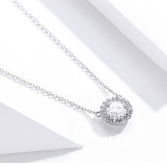 Platinum Plated Zircon Necklace S925 Sterling Silver Simple Female Necklace, SCN345