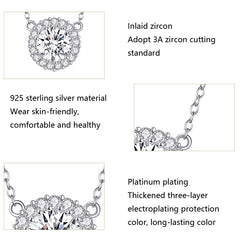 Platinum Plated Zircon Necklace S925 Sterling Silver Simple Female Necklace, SCN345