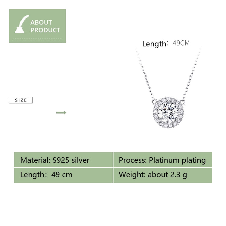 Platinum Plated Zircon Necklace S925 Sterling Silver Simple Female Necklace, SCN345