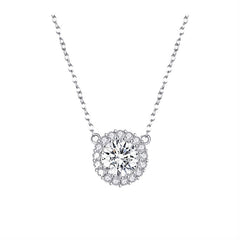 Platinum Plated Zircon Necklace S925 Sterling Silver Simple Female Necklace, SCN345