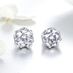 S925 Sterling Silver Stud Earrings Zircon Earrings, SCE499 - Zen Craft