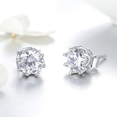 S925 Sterling Silver Stud Earrings Zircon Earrings, SCE499 - Zen Craft