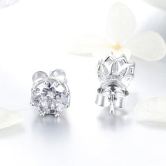 S925 Sterling Silver Stud Earrings Zircon Earrings, SCE499 - Zen Craft