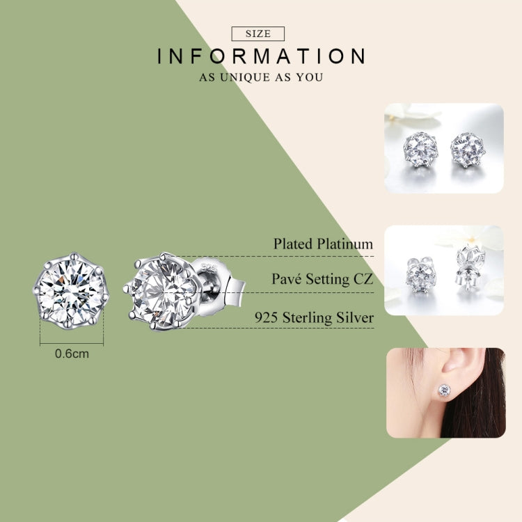 S925 Sterling Silver Stud Earrings Zircon Earrings, SCE499 - Zen Craft