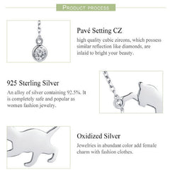 Naughty Kitten S925 Sterling Silver With Zircon Necklace, SCN232 - Zen Craft