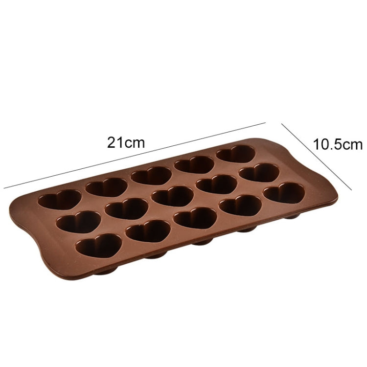 8 PCS Silicone Love Shape 15 Grid Cake Chocolate Ice Tray Mold, Love Shape(Brown)