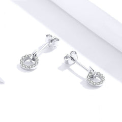 S925 Sterling Silver Small Circle Earrings Platinum Plated Zircon Silver Earrings, SCE767 - Zen Craft