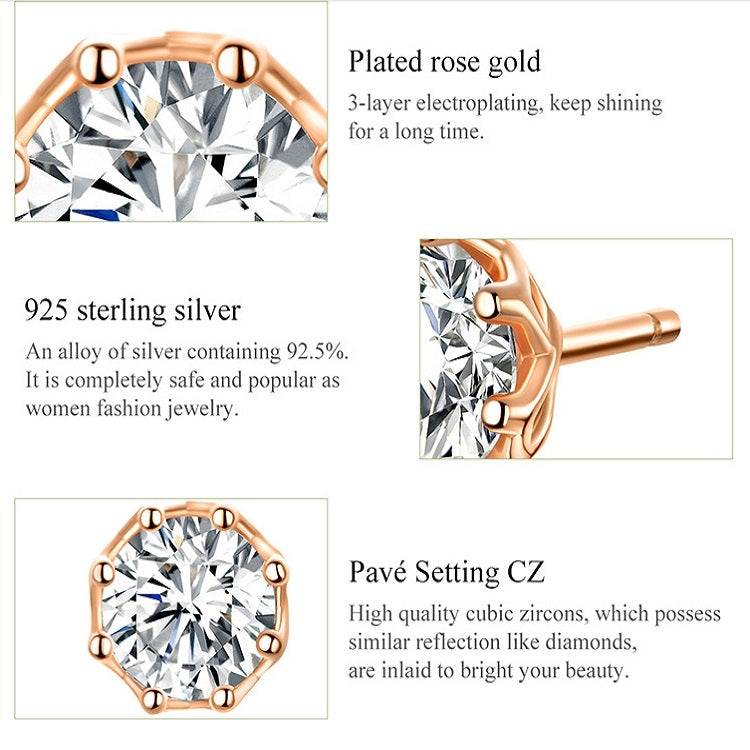 Sterling Silver Zircon Earrings S925 Sterling Silver Gold-plated Earrings, SCE499-B - Zen Craft