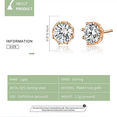 Sterling Silver Zircon Earrings S925 Sterling Silver Gold-plated Earrings, SCE499-B - Zen Craft