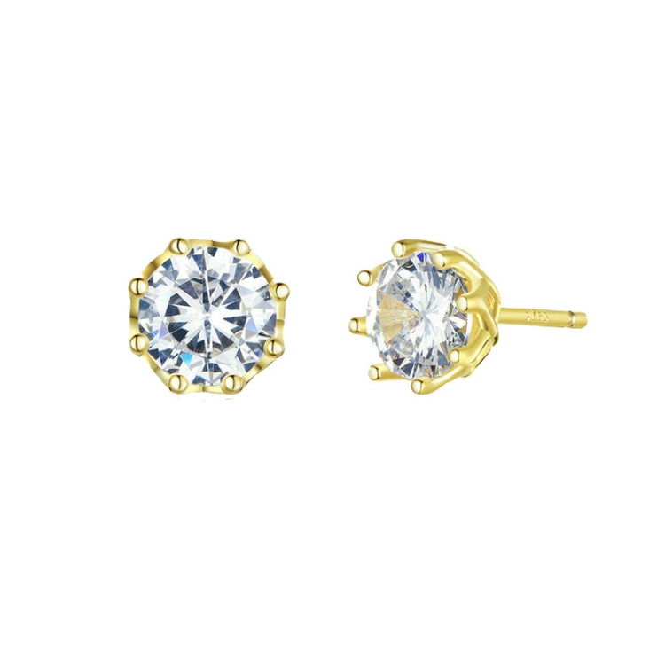 Sterling Silver Zircon Earrings S925 Sterling Silver Gold-plated Earrings, SCE499-B - Zen Craft