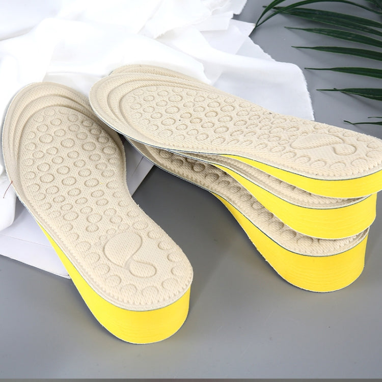 2 Pairs Massage Inner Heightening Insoles Men and Women EVA Breathable Sports Heightening Shoes Full Pad, 35-36, 37-38, 39-40 37-38 Beige 1.5cm