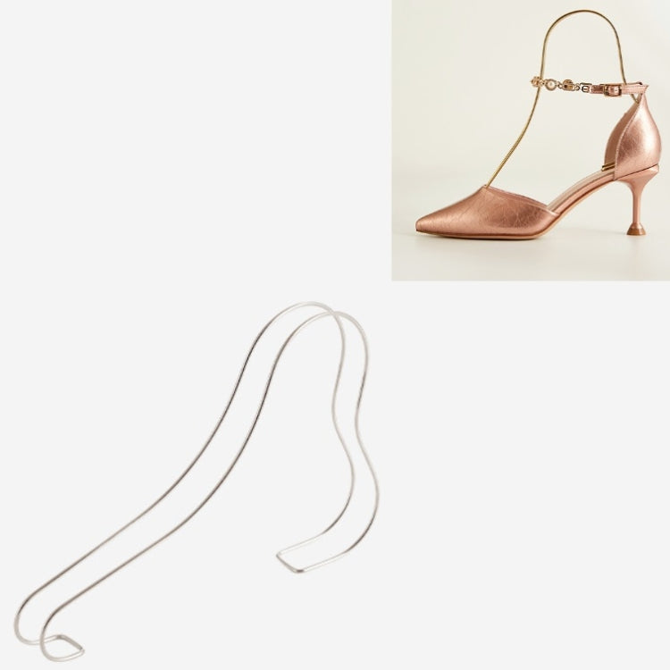 2 PCS Stainless Steel High Heels Display Stand Metal Elastic Shoe Support Shoe Support Bracket, Silver, Titanium, Rose Gold Silver