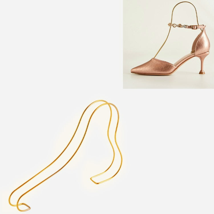 2 PCS Stainless Steel High Heels Display Stand Metal Elastic Shoe Support Shoe Support Bracket, Silver, Titanium, Rose Gold Titanium