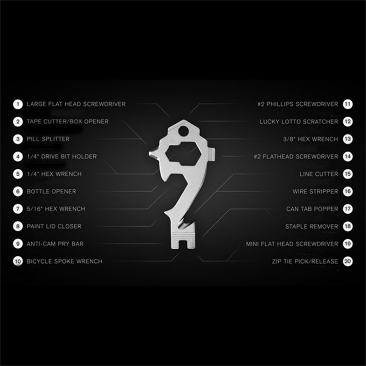 20 in 1 Multi-function EDC Tool Key Ring Bottle Opener Screwdriver Multi-purpose Outdoor Mini Tool, Key Ring Bottle Opener