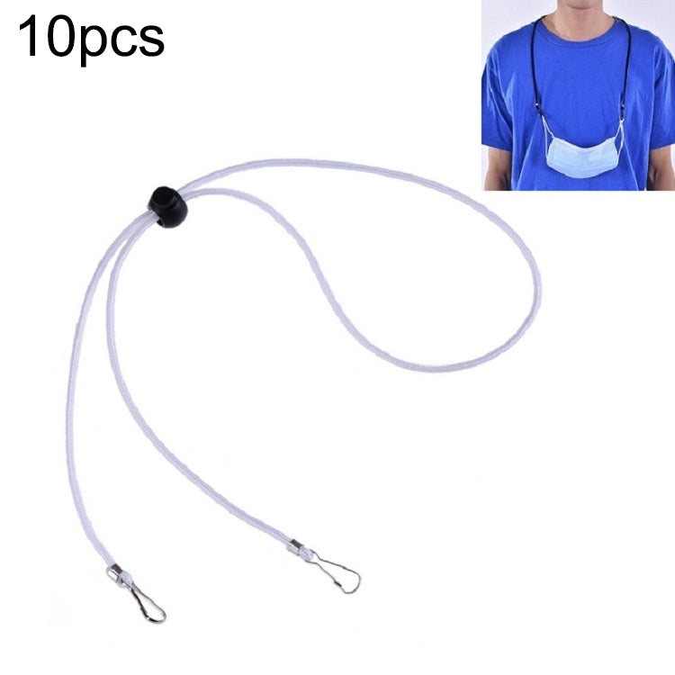 10pcs Mask Anti-lost Adjustable Lanyard and Ear Hook, Cashmere, White, Black, Yellow, Green, Blue, Pink, Red, Grey White