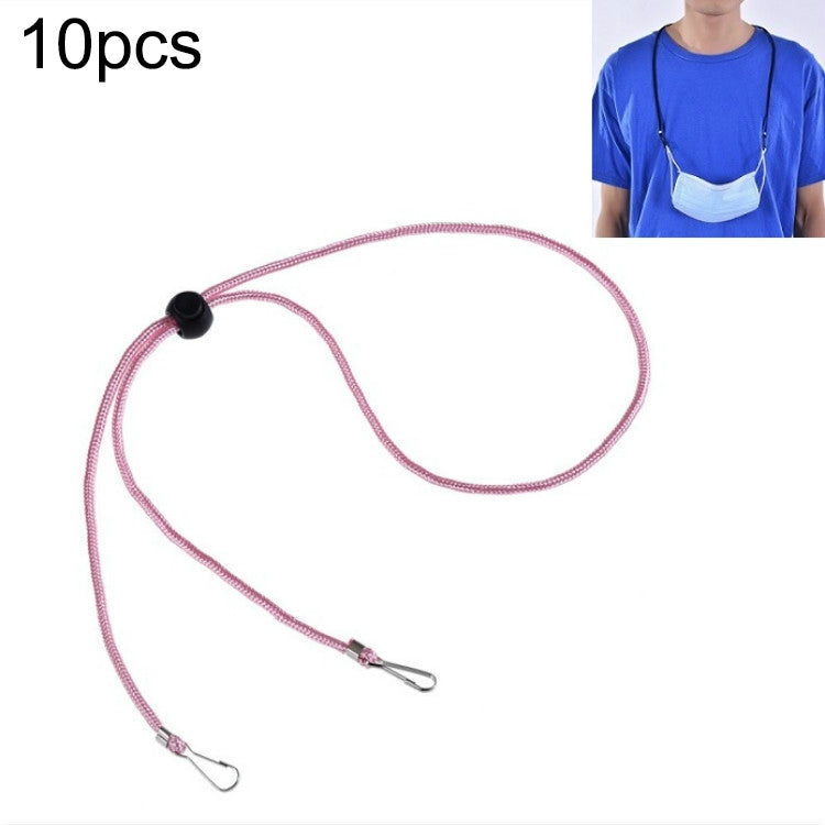 10pcs Mask Anti-lost Adjustable Lanyard and Ear Hook, Cashmere, White, Black, Yellow, Green, Blue, Pink, Red, Grey Pink