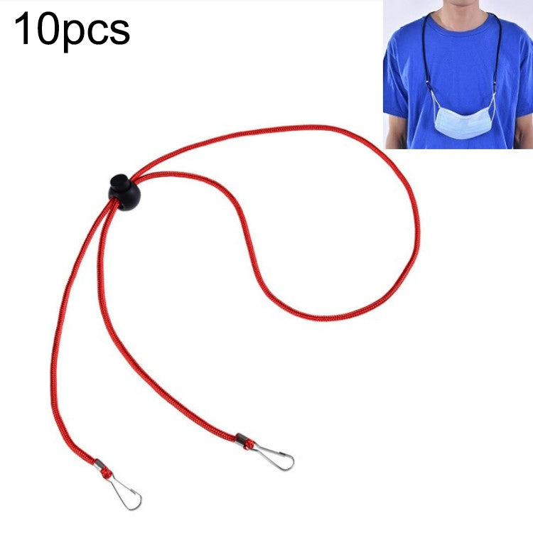 10pcs Mask Anti-lost Adjustable Lanyard and Ear Hook, Cashmere, White, Black, Yellow, Green, Blue, Pink, Red, Grey Red