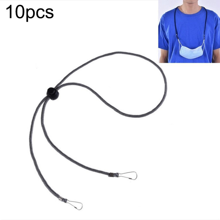 10pcs Mask Anti-lost Adjustable Lanyard and Ear Hook, Cashmere, White, Black, Yellow, Green, Blue, Pink, Red, Grey Grey