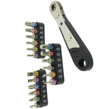 19 In 1 1/4 Ratchet Wrench Bit Set Mini Bit Set Manual Wrench, Red Handle, Black Handle