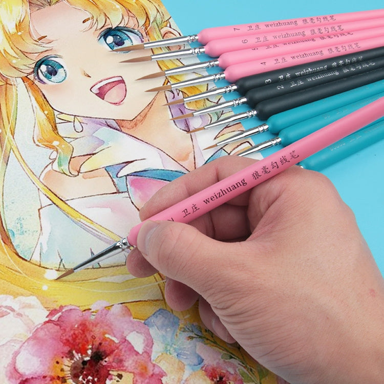 WeiZhuang Hook Line Pen Painting Hand-painted Watercolor Wolf Mint Hook Line Pen Painting Stroke Thin Line Brush, 10 PCS 00000 Dark Blue, 10 PCS 000 Dark Blue, 10 PCS 00 Dark Blue, 10 PCS 0 Dark Blue, 10 PCS 1 Dark Blue, 10 PCS 2 Dark Blue             ...