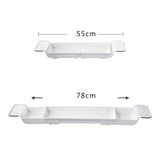 Retractable Drain Bathtub Rack Bathroom Plastic Soaking Tub Rack Bathtub Shower Storage Rack, White+Gray
