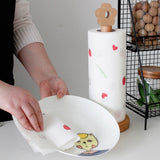 Kitchen Vertical Solid Wood Roll Paper Holder Small Flower Lazy Rag Rack, Vertical Rag Rack