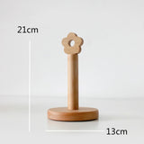 Kitchen Vertical Solid Wood Roll Paper Holder Small Flower Lazy Rag Rack, Vertical Rag Rack