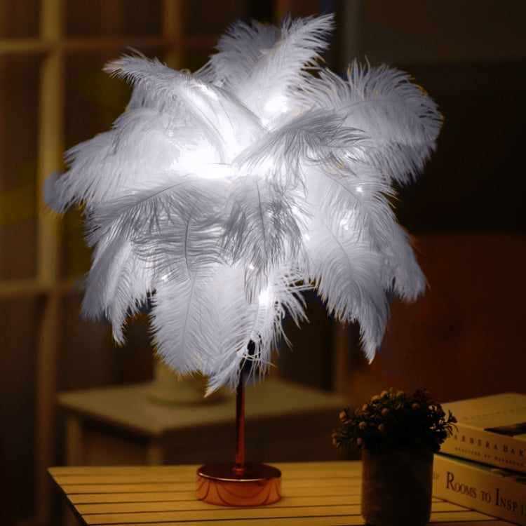 Ostrich Feather Table Lamp Wrought Iron Night Light LED Copper Wire Lamp, Yellow, Grey, Violet, Orange, Royal Blue