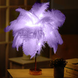 Ostrich Feather Table Lamp Wrought Iron Night Light LED Copper Wire Lamp, Yellow, Grey, Violet, Orange, Royal Blue
