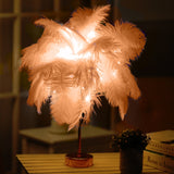 Ostrich Feather Table Lamp Wrought Iron Night Light LED Copper Wire Lamp, Yellow, Grey, Violet, Orange, Royal Blue