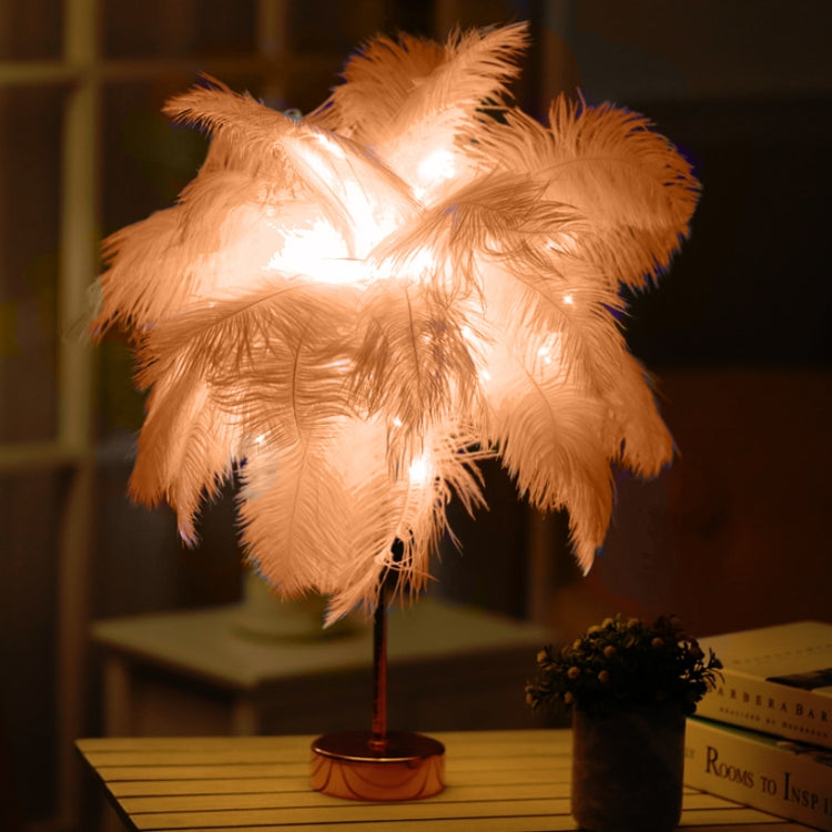 Ostrich Feather Table Lamp Wrought Iron Night Light LED Copper Wire Lamp, Yellow, Grey, Violet, Orange, Royal Blue