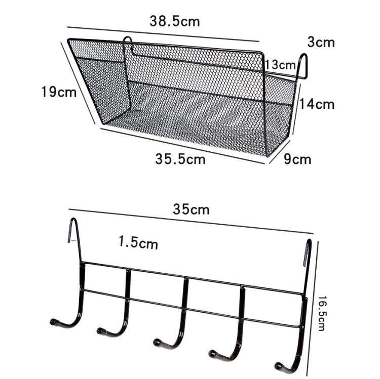 Dormitory Upper Bunk Bedside Storage Rack Bedside Hanging Basket Hook, Black Hanging Basket + Black Hook, White Hanging Basket + White Hook