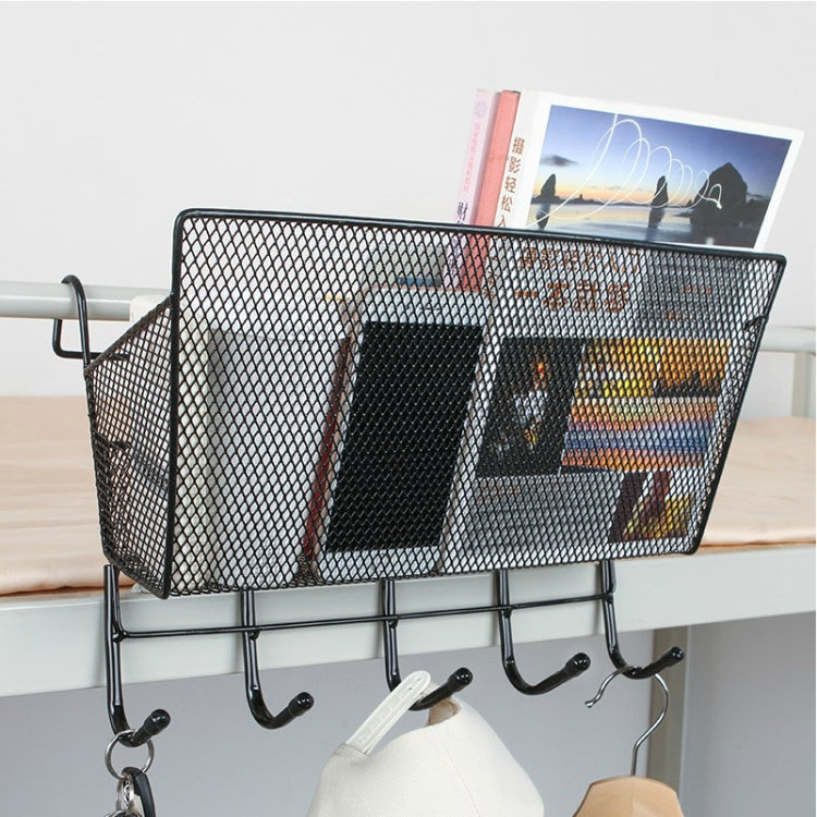 Dormitory Upper Bunk Bedside Storage Rack Bedside Hanging Basket Hook, Black Hanging Basket + Black Hook, White Hanging Basket + White Hook