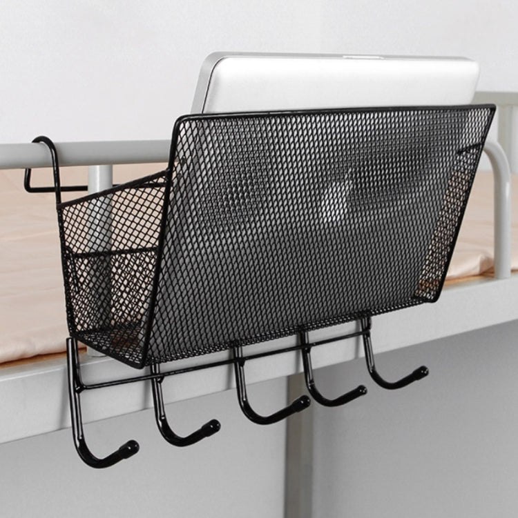 Dormitory Upper Bunk Bedside Storage Rack Bedside Hanging Basket Hook, Black Hanging Basket + Black Hook, White Hanging Basket + White Hook