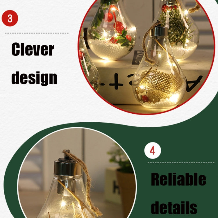 2 PCS LED Transparent Christmas Plastic Bulb Ball Christmas Tree Decoration Pendant, Style 1, Style 2, Style 3, Style 4, Style 5